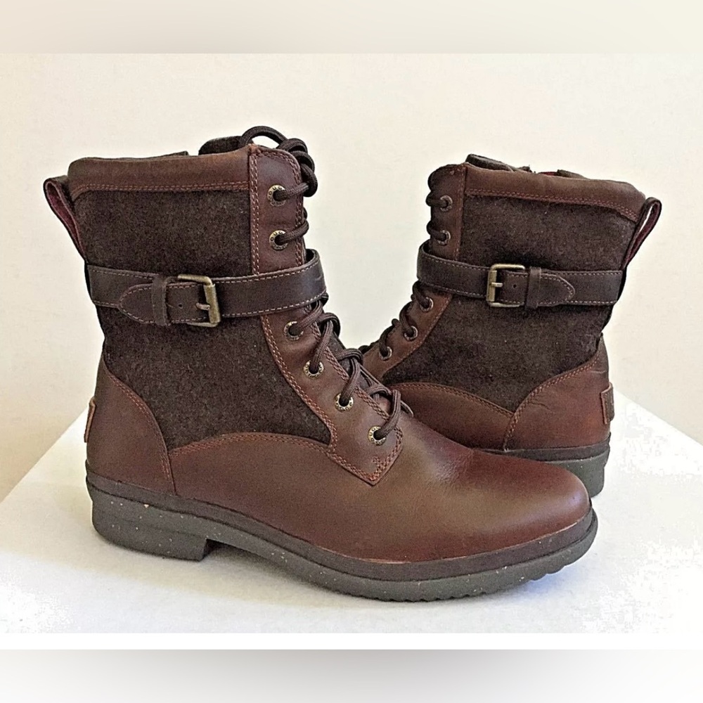 UGG KESEY CHESTNUT BROWN WATERPROOF SHEARLING LINED BOOTS